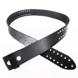 solid black nail studded leather belt for removable buckles