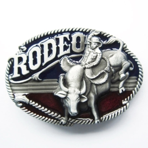 Set of 5 Rodeo CNC metal detail sculptured brushed silver removable belt buckles