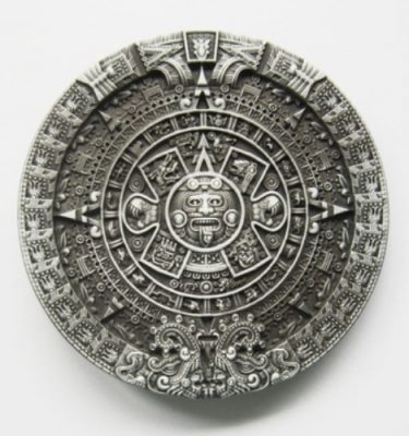 round aztec calendar belt buckle