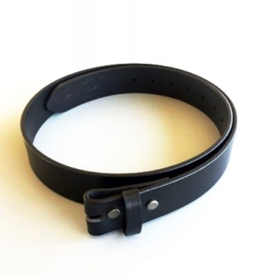 solid black leather belt for removable buckles