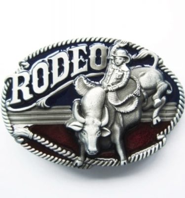 rodeo country cowboy & steer belt buckle