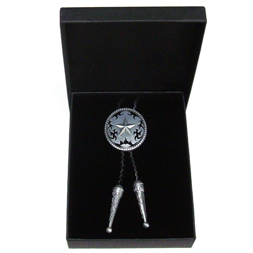 western star brushed silver bolo tie and braided leather with gift box