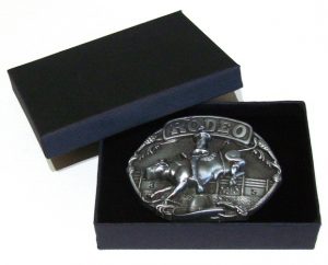 rodeo bull and rider belt buckle with gift box