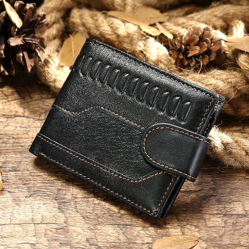 Black Genuine Leather Wallet - holds Cards, ID, Coins and Banknotes in ...