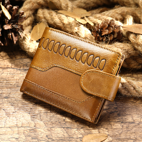 Caramel Genuine Leather Wallet - holds Cards, ID, Coins and Banknotes ...