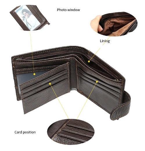 Black Genuine Leather Wallet - holds Cards, ID, Coins and Banknotes in ...