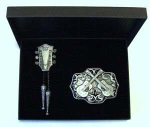 Country Music Bolo Tie and matching Belt Buckle with Gift Box