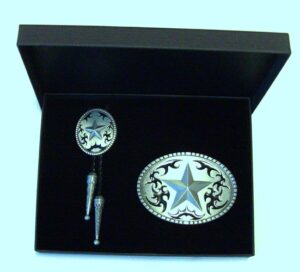 Western Star Bolo Tie plus matching Belt Buckle with Gift Box